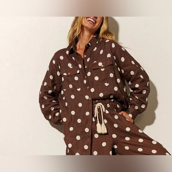 Kivari Harper Shirt Polka dot Chocolate - Picture 1 of 7